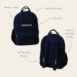 Personalised Name Large Cord Backpack Navy