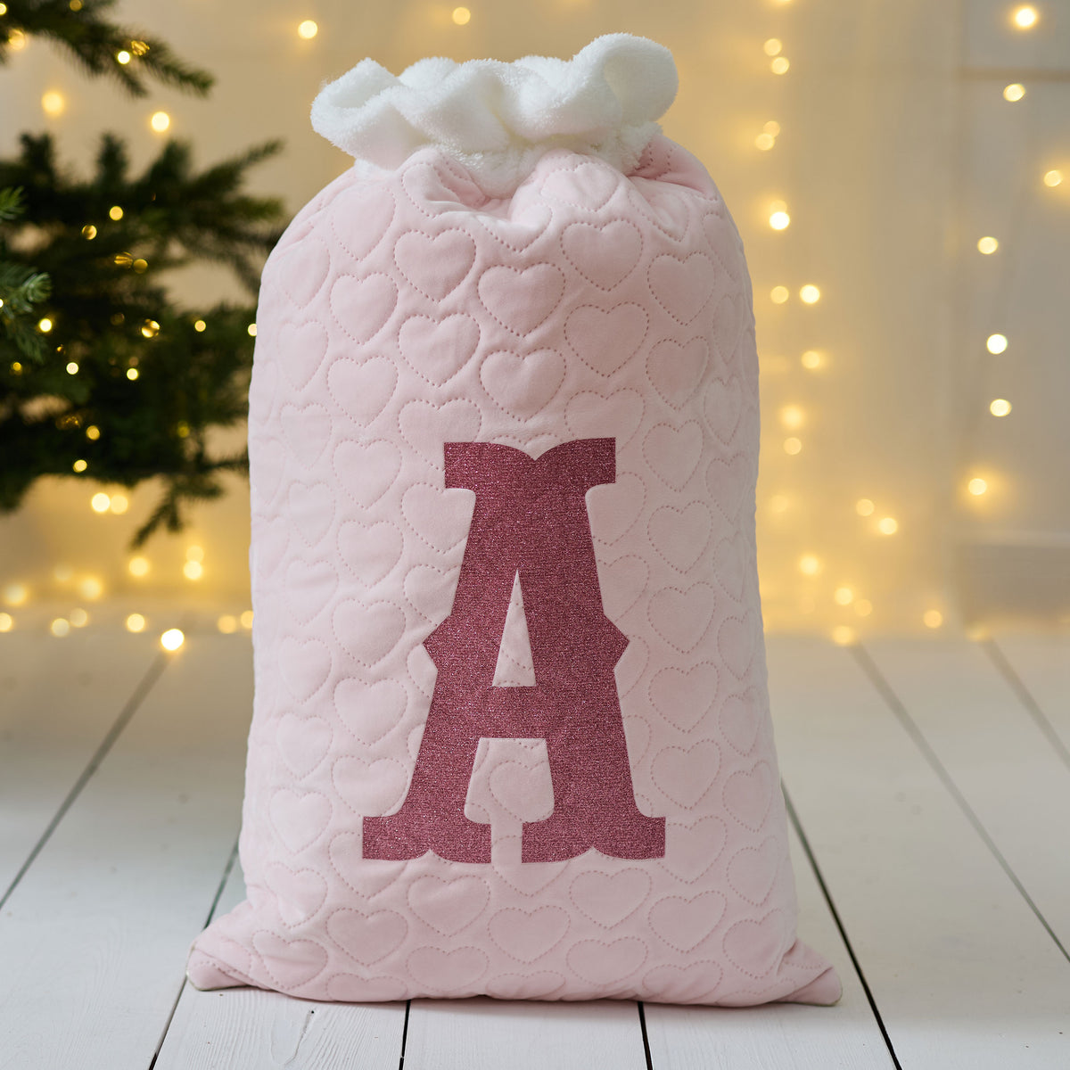 Personalised Pink Velvet Initial Gift Sack