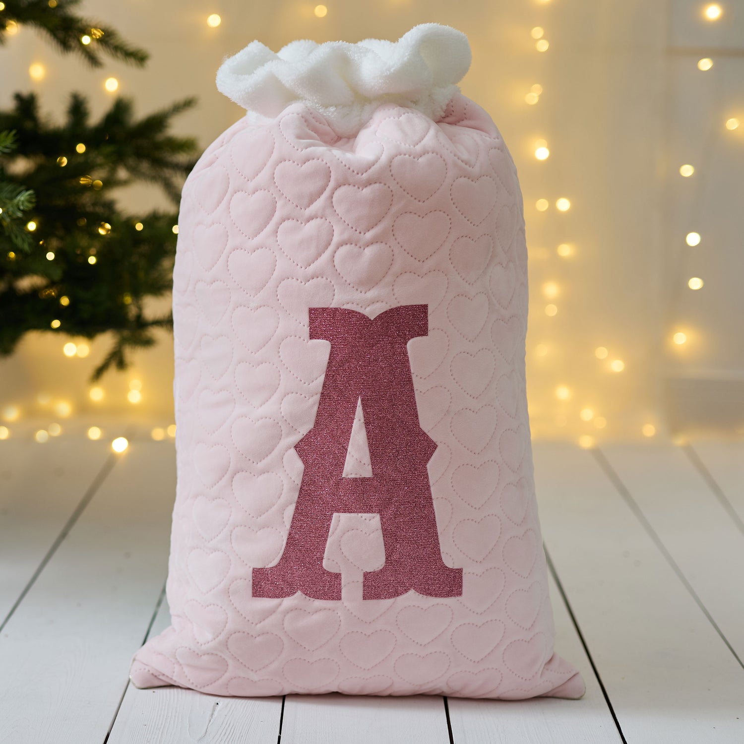 Personalised Pink Velvet Initial Gift Sack