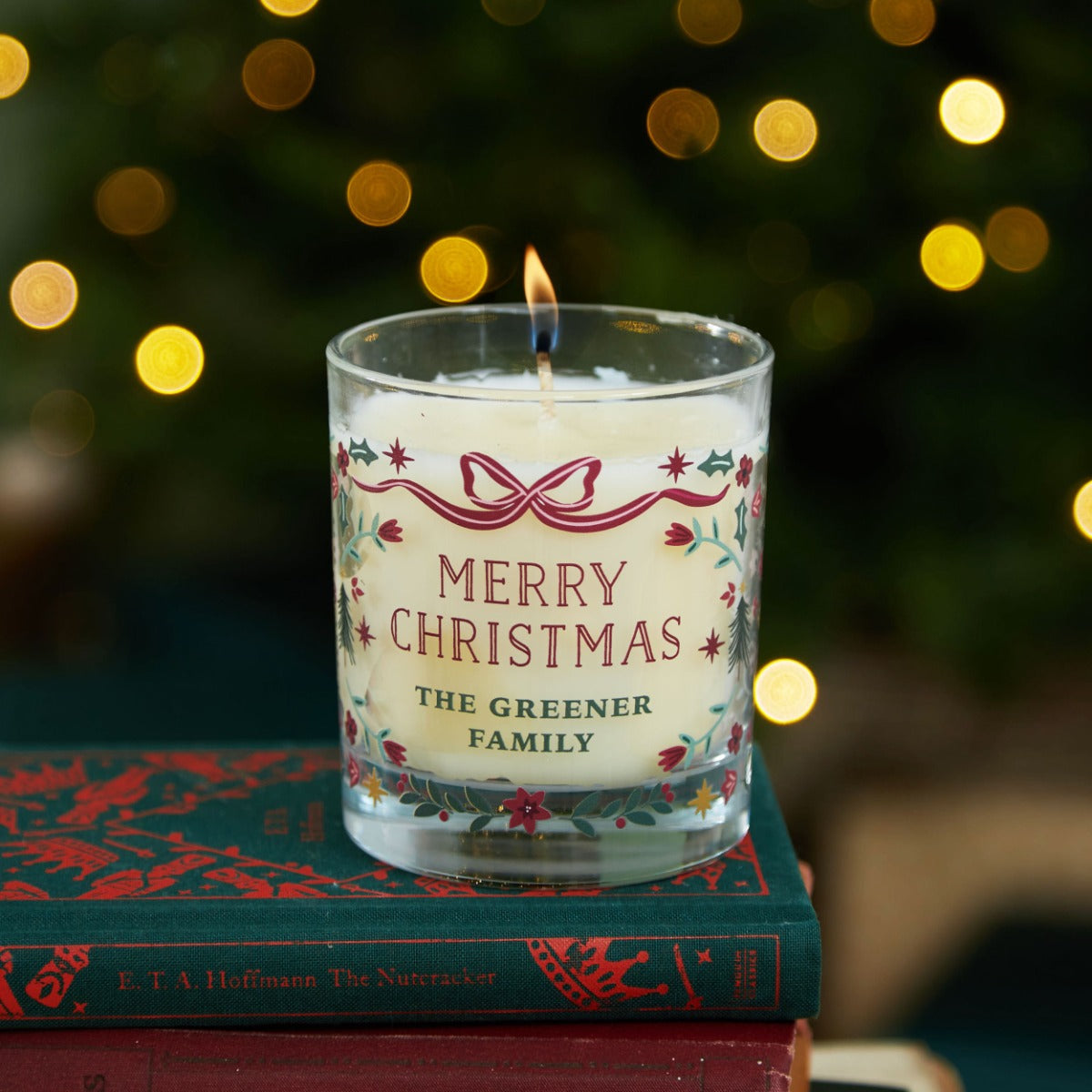 Personalised Traditional Christmas Glass Candle