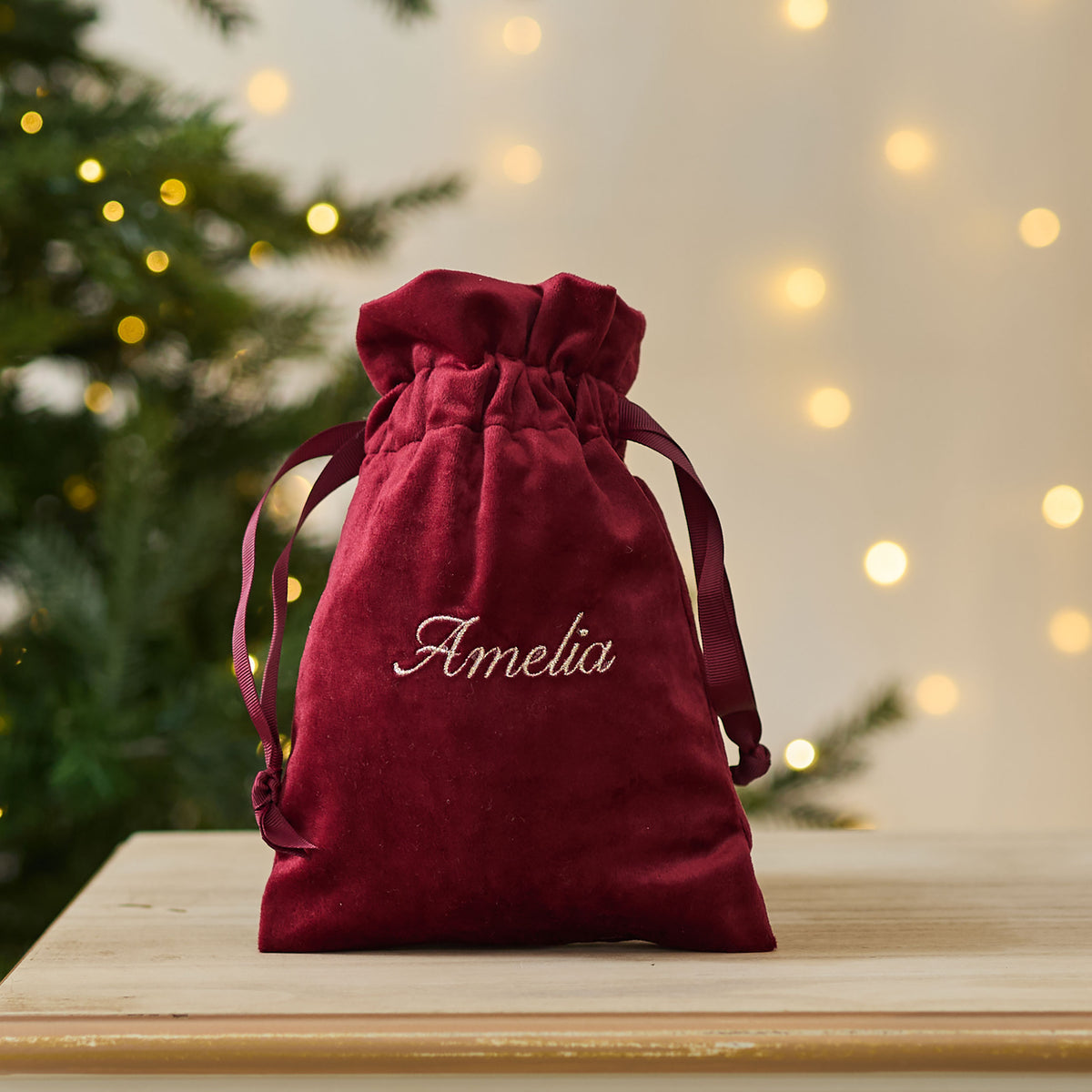 Personalised Small Script Velvet Gift Bag
