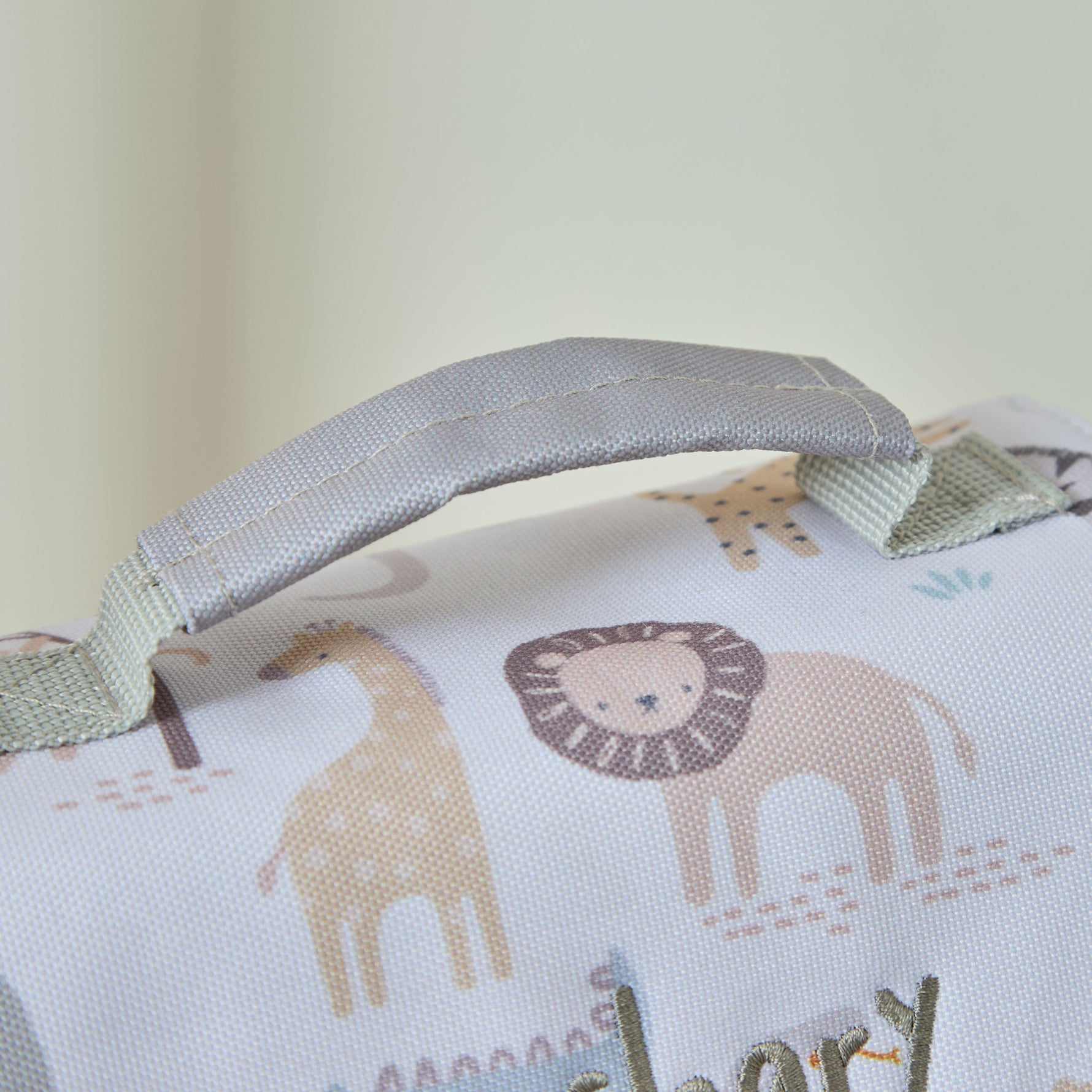 Personalised Neutral Safari Grab Handle Lunchbag