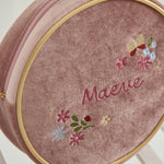 Personalised Floral Round Velvet Bag