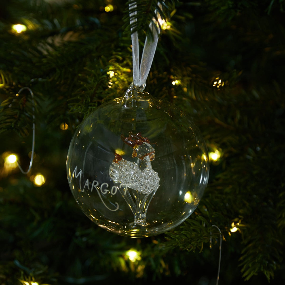 Personalised Reindeer Glass Bauble