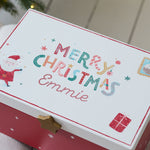 Personalised Wooden Merry Christmas Red Christmas Eve Box FSC®