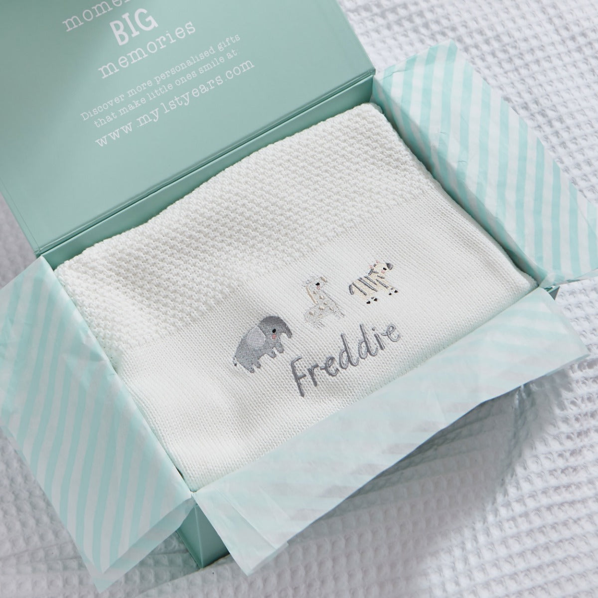 Personalized Born to be Loved Ivory Baby Shawl Blanket