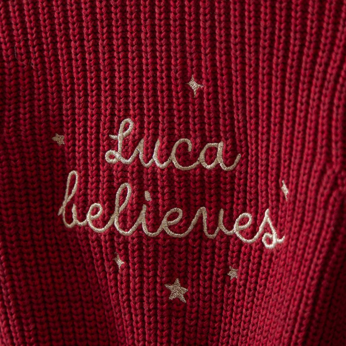 Personalised Red I Believe Christmas Cardigan