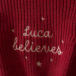 Personalised Red I Believe Christmas Cardigan