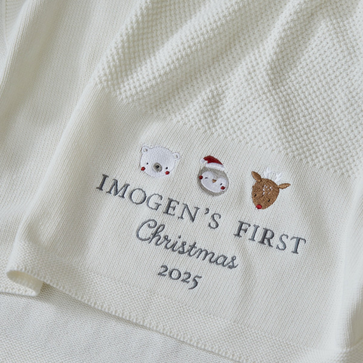 Personalized 1st Christmas Ivory Shawl