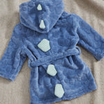 Personalized Blue Stegosaurus Dinosaur Fleece Dressing Gown