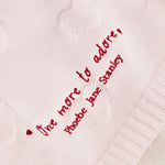 Personalized Born To Be Adored Valentine's Heart Jacquard Baby Blanket in Light Pink