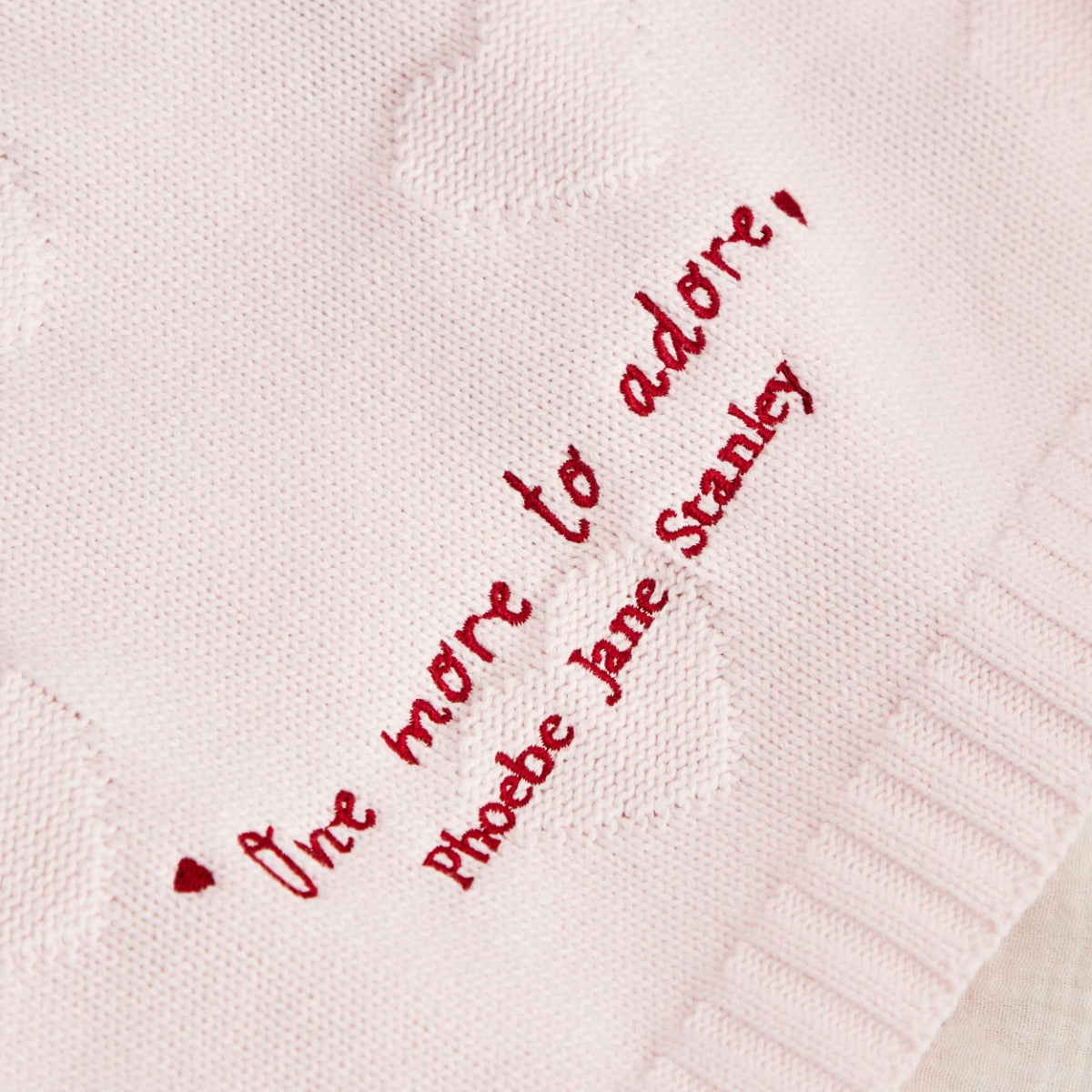 Personalized Born To Be Adored Valentine's Heart Jacquard Baby Blanket in Light Pink