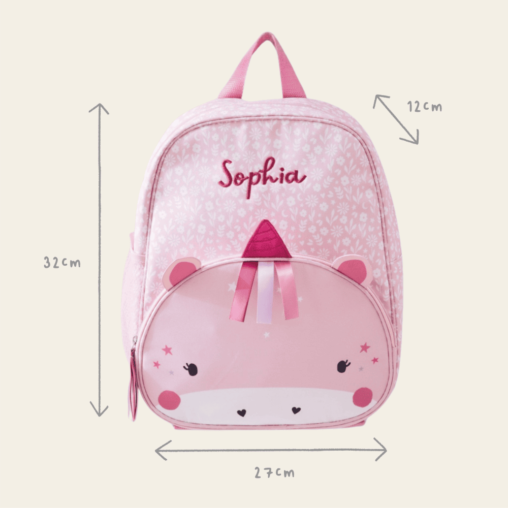 Personalised Pink Unicorn Face Medium Backpack