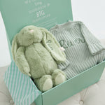 Personalised Sage Snuggle Bunny and Cardigan Gift Set