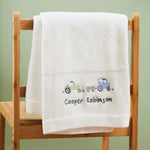Personalized Tractor Ivory Knitted Shawl