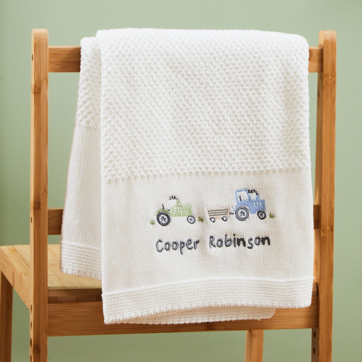 Personalized Tractor Ivory Knitted Shawl