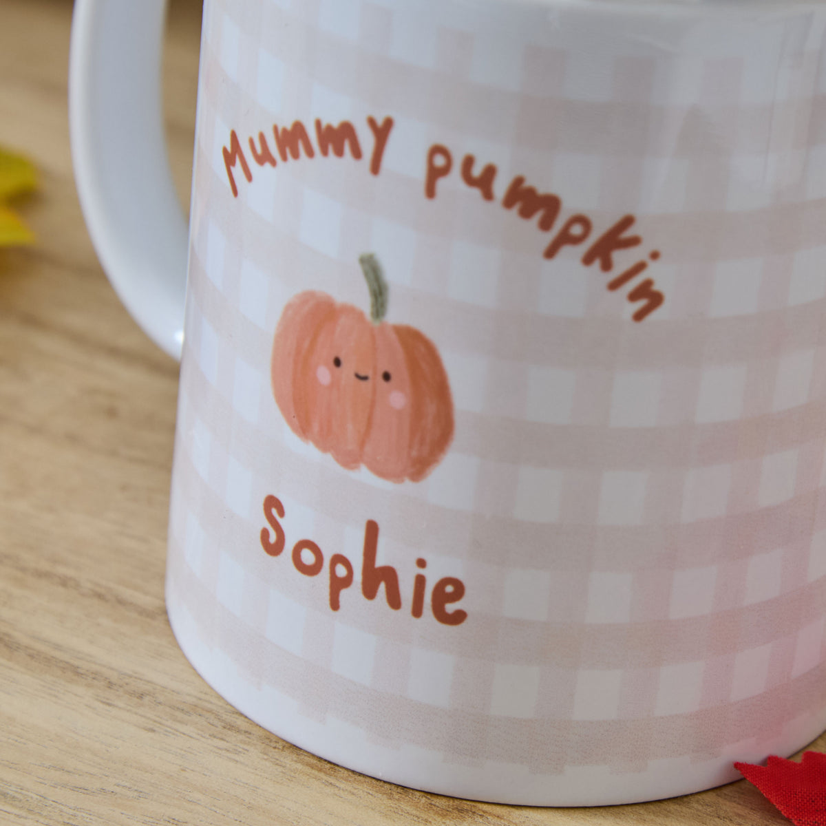 Personalised Oatmeal Checkered Halloween Mug