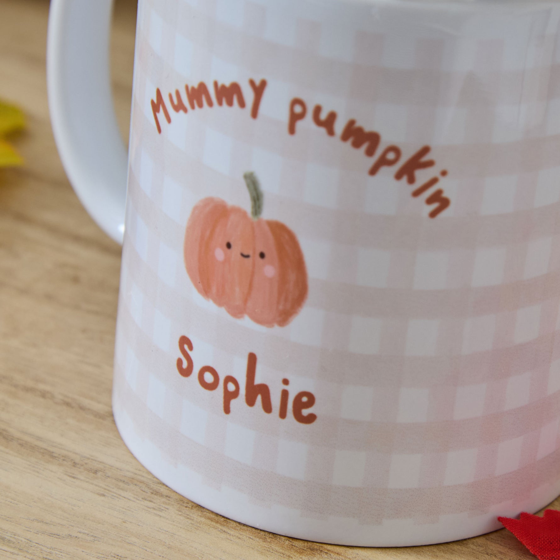 Personalised Oatmeal Checkered Halloween Mug