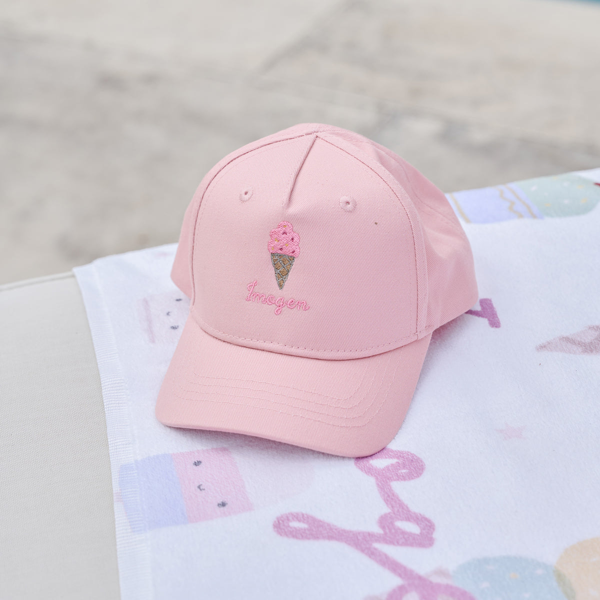 Personalised Ice Cream Pink Baseball Cap