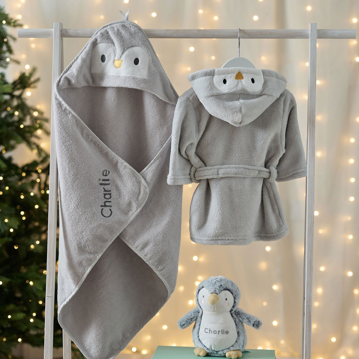 Personalised Penguin Splash, Snuggle & Cuddle Gift Set