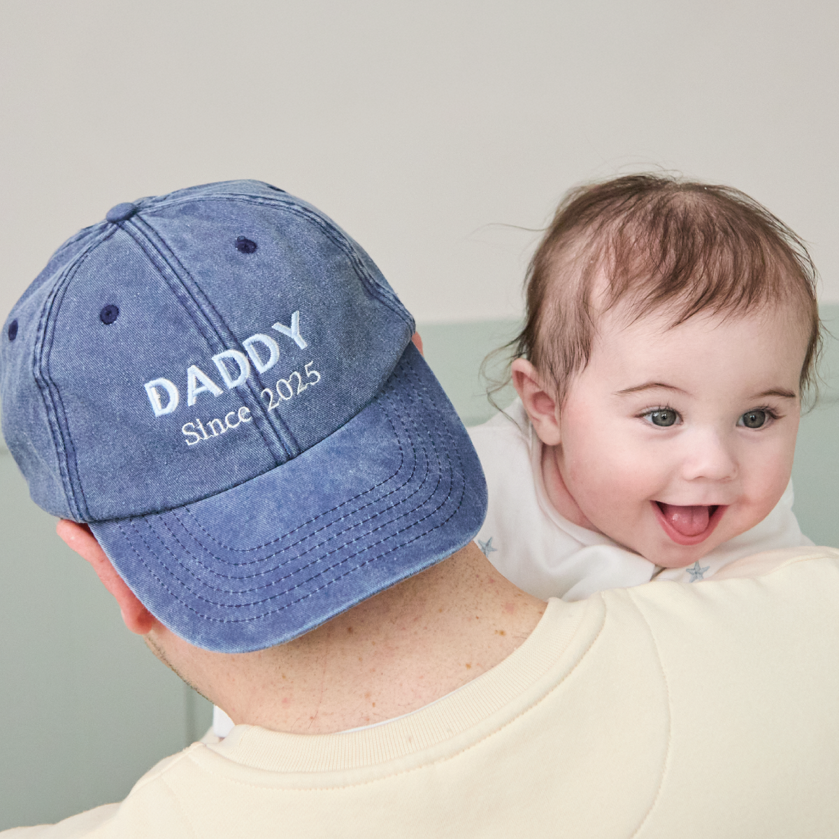 Personalised Vintage Daddy Cap in Denim Blue