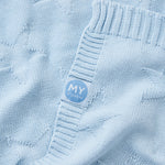 Personalised Light Blue Star Jacquard Baby Blanket for Giftset