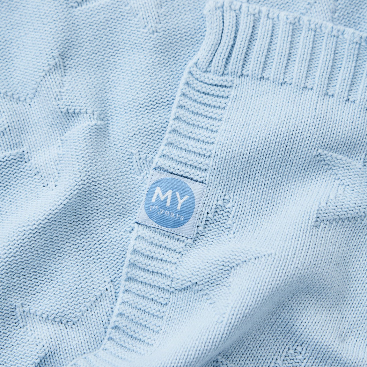 Personalised Light Blue Star Jacquard Baby Blanket for Giftset