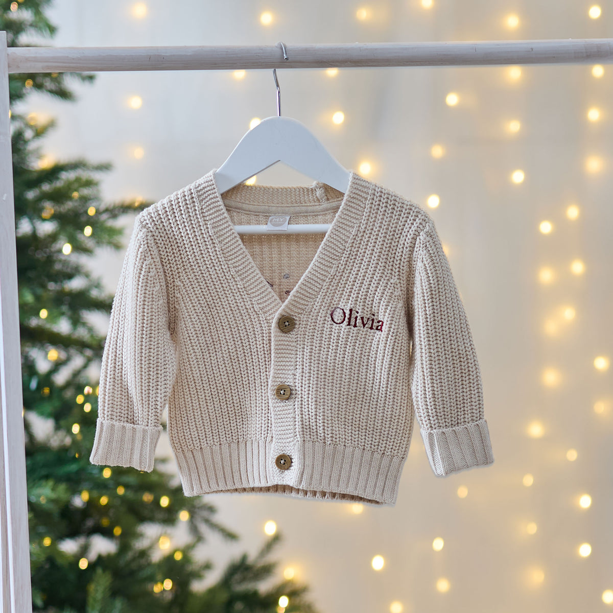Personalised My 1st Christmas Oatmeal Cardigan