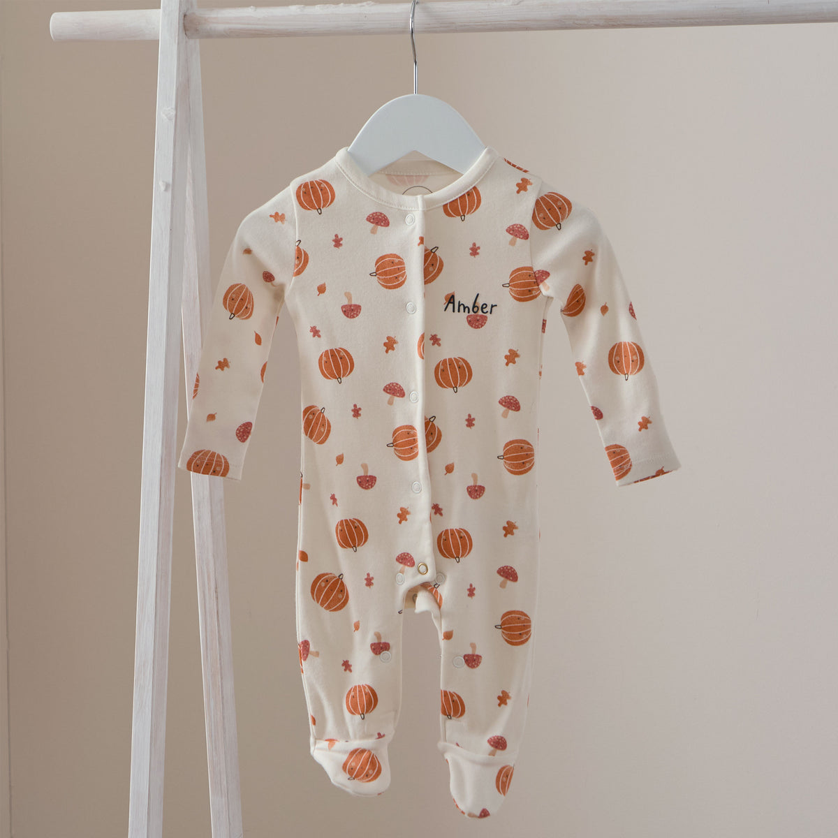 Personalised Pumpkin Organic Sleepsuit