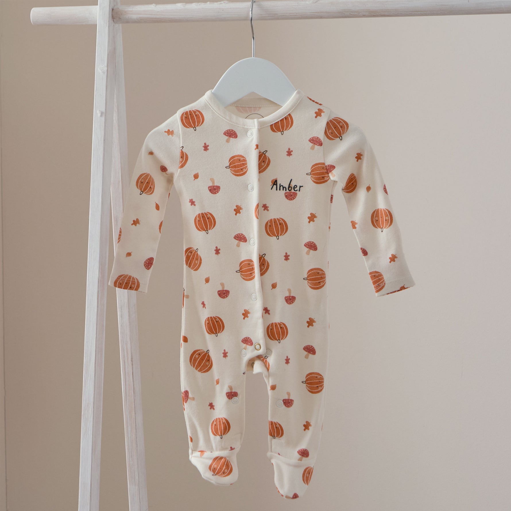 Personalised Pumpkin Organic Sleepsuit