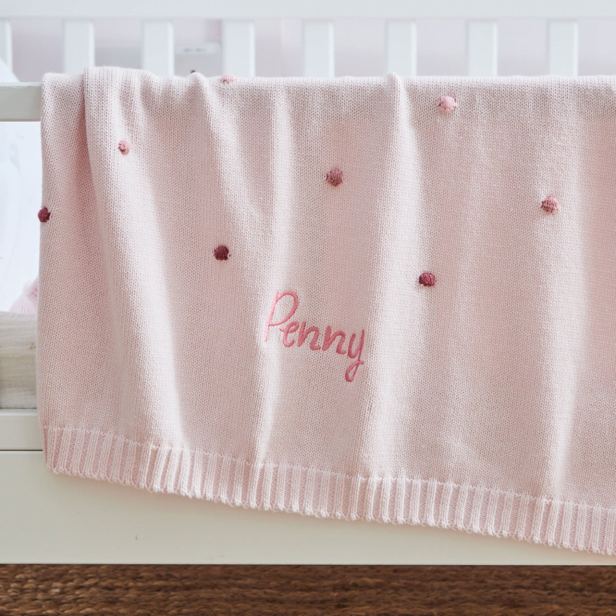 Personalized Pink Spot Bobble Blanket