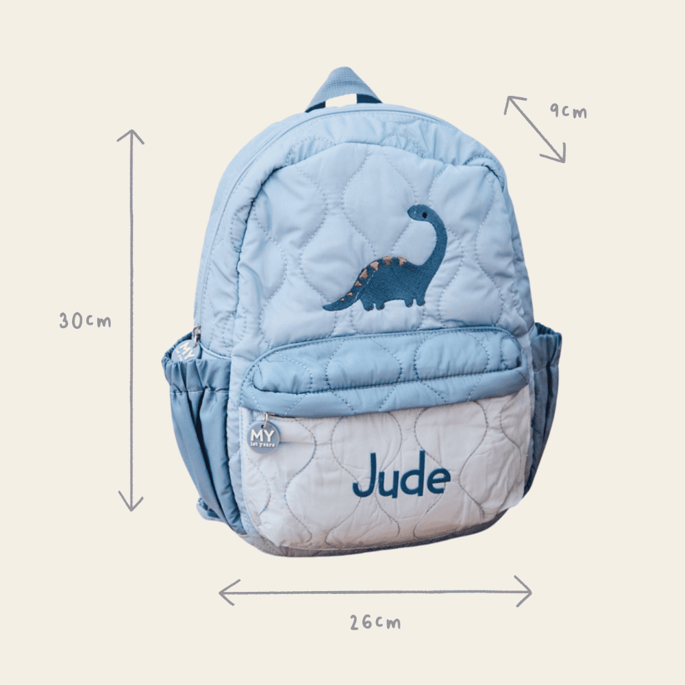 Personalised Dinosaur Quilted Medium Backpack
