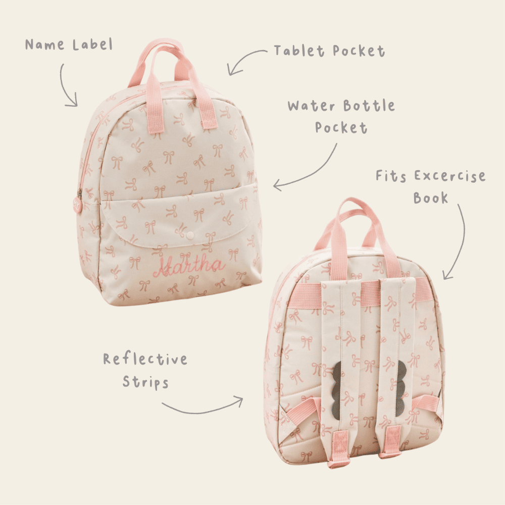 Personalised Bow All-Over Print Medium Backpack 