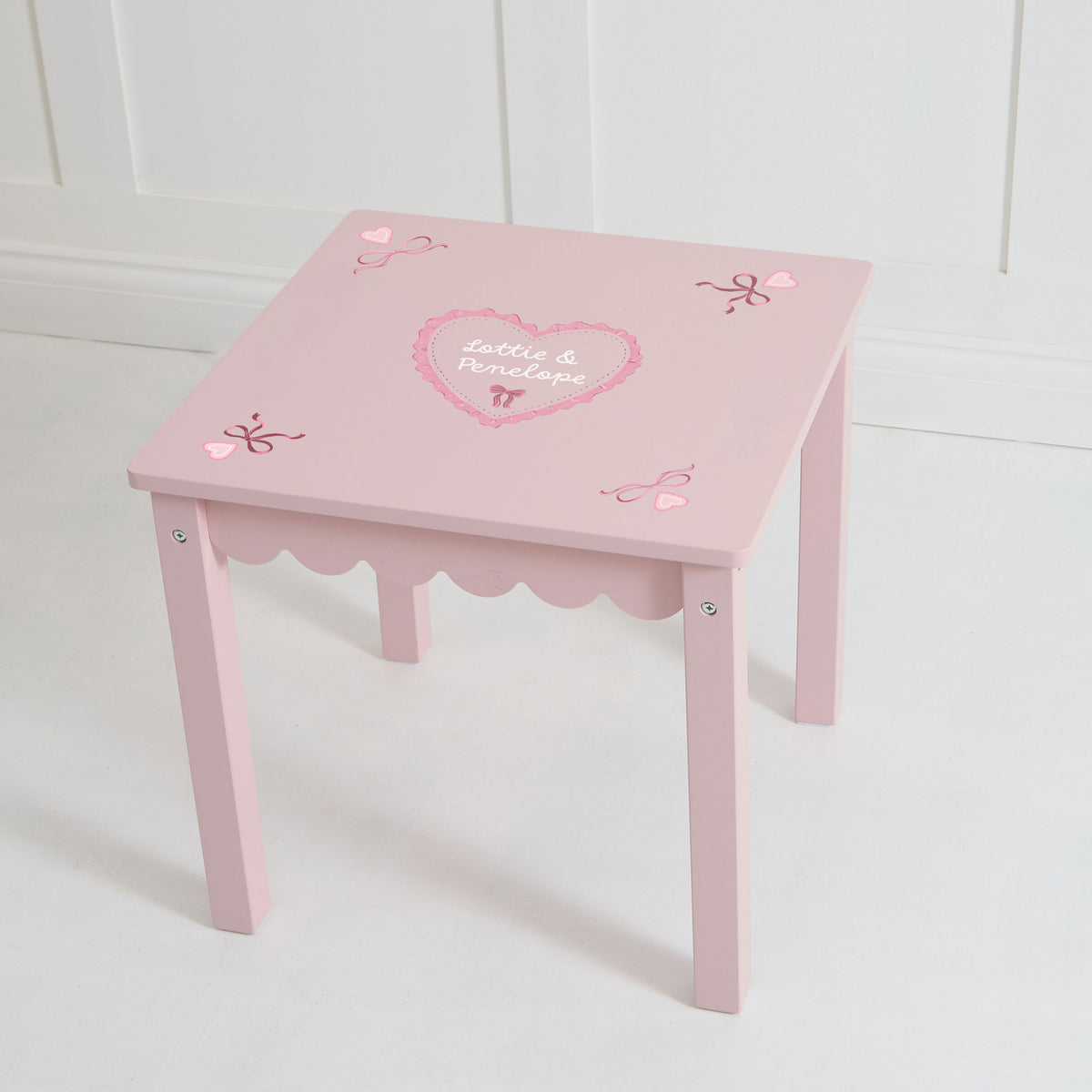 Personalised Bow Printed Pink Scalloped Table FSC®