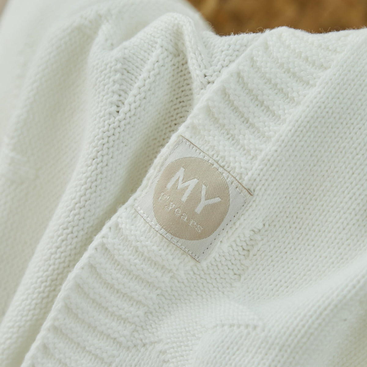 Personalized Born In 2026 Ivory Star Jacquard Baby Blanket