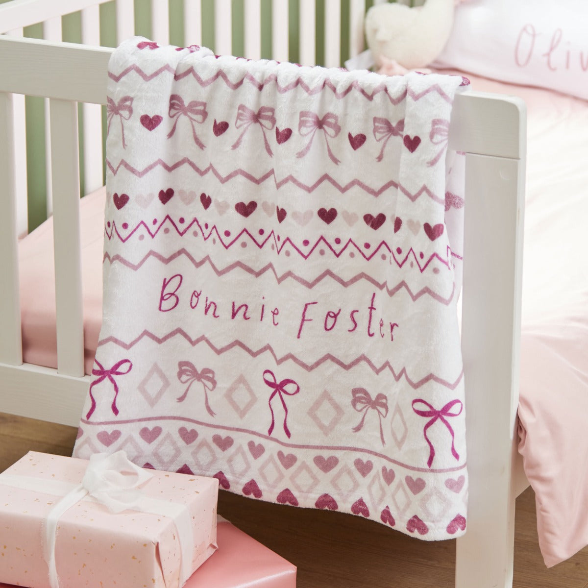 Personalised Pink Christmas Fleece Blanket