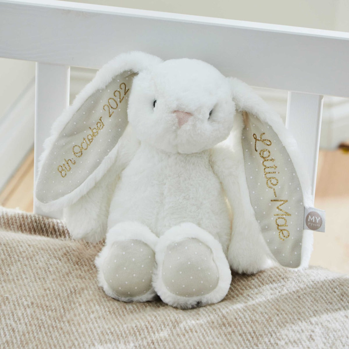Personalised White Bunny Soft Toy - Embroidered