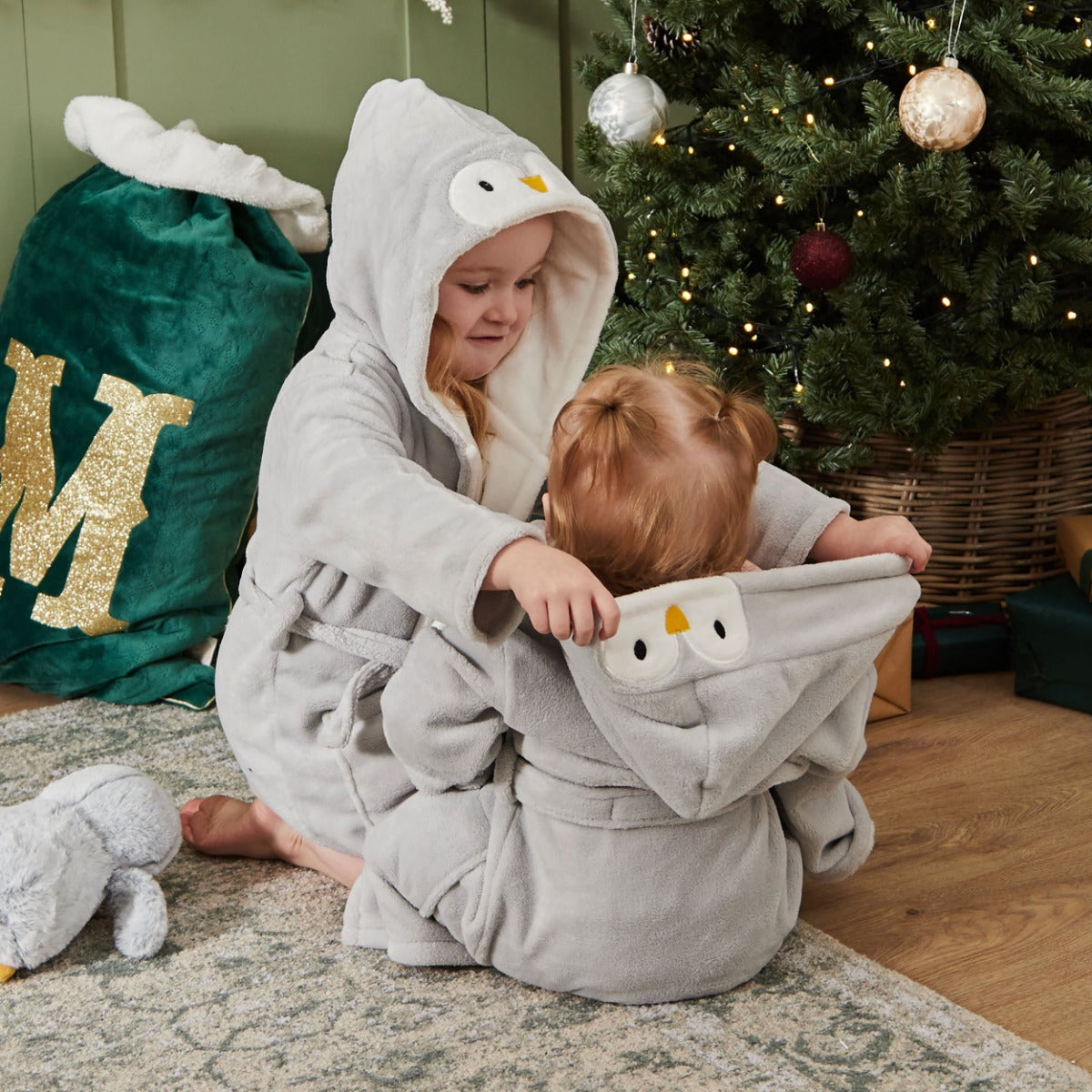 Sibling Grey Penguin Robes Gift Set