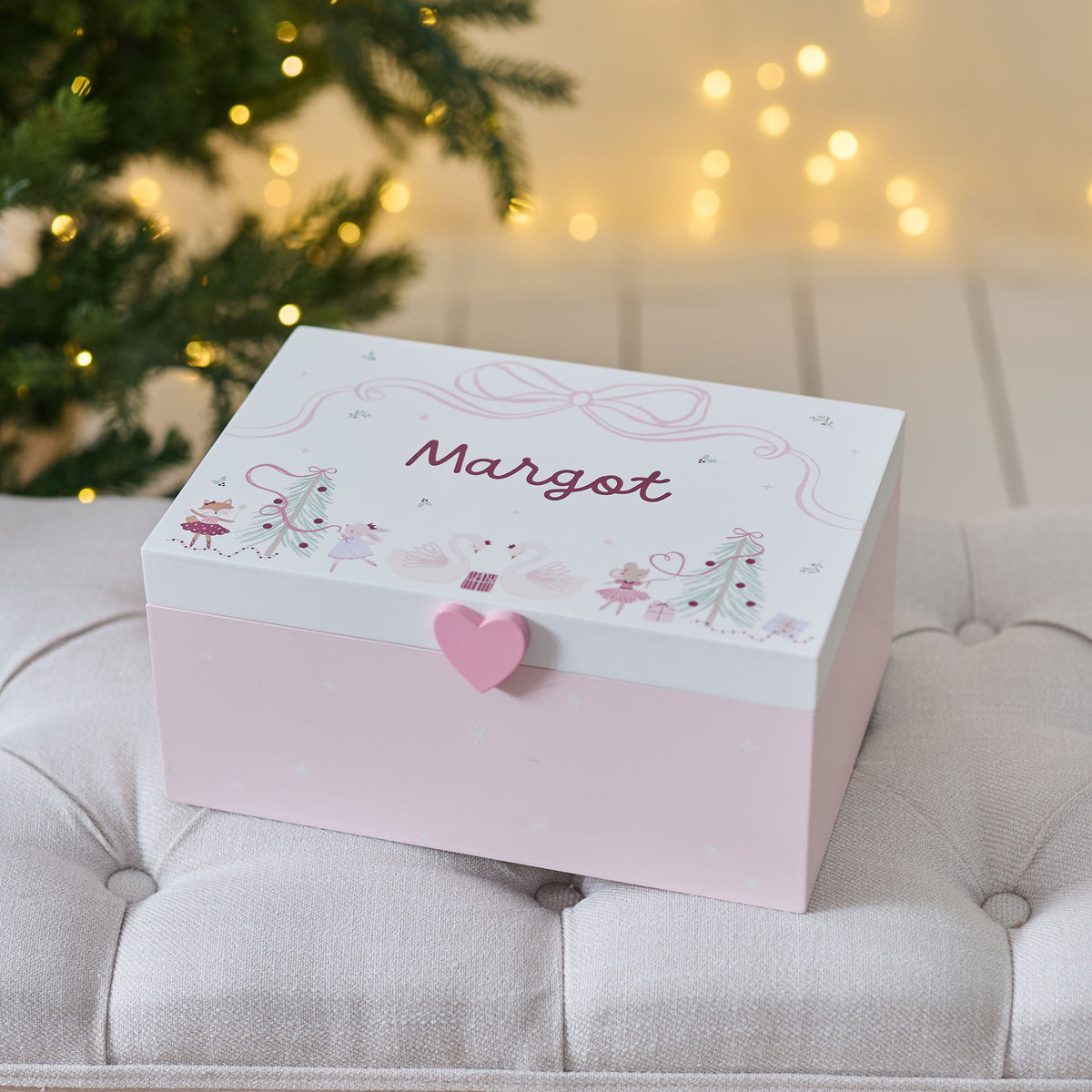 Personalised Pink Mouse Ballerina Wooden Keepsake Box FSC®