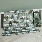 Personalized Dino Camo Print Name Fleece Blanket