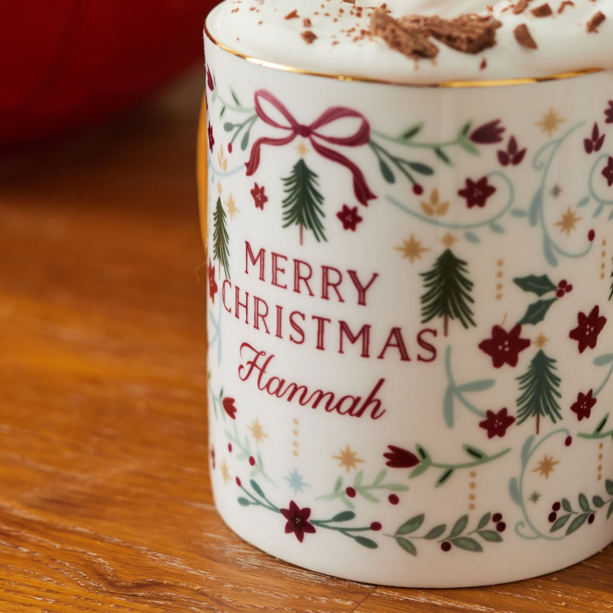 Personalised Traditional Christmas Gold Rim Mug