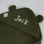 Personalised Spruce Green Curved Hooded Towel