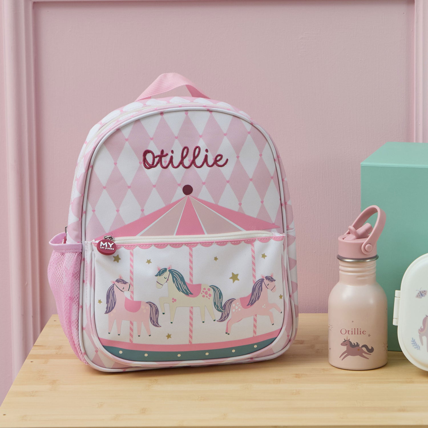 Personalised Harlequin Carousel Medium Backpack