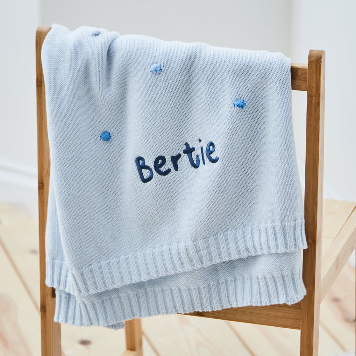 Personalized Blue Spot Bobble Blanket