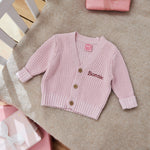 Personalised Santa Baby Pink Cardigan