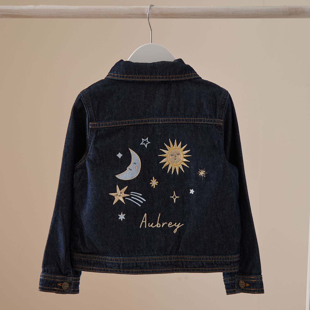 Personalised Celestial Indigo Denim Jacket