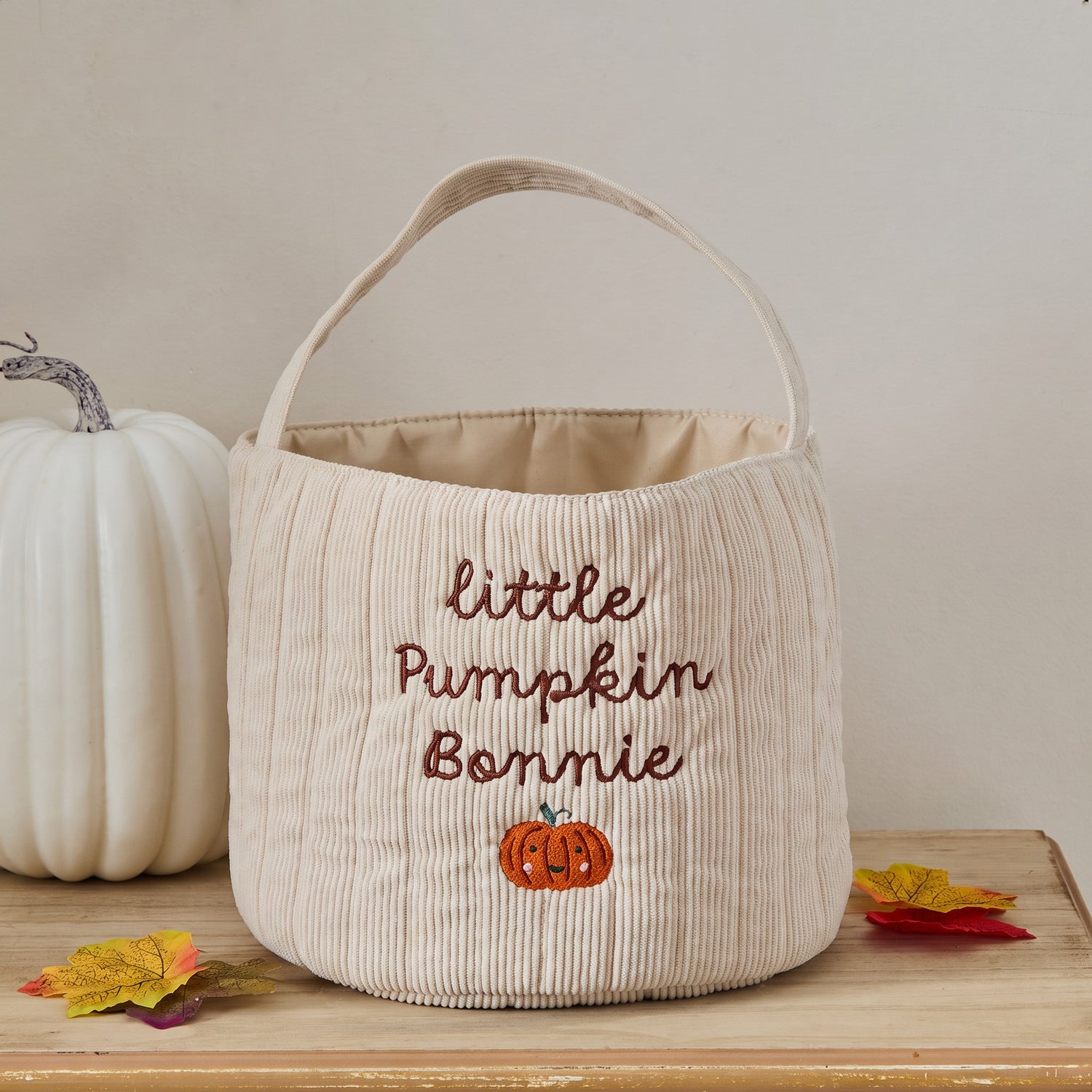 Personalised Little Pumpkin Small Cord Boo Basket