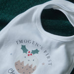 Personalised First Christmas Pudding Bib