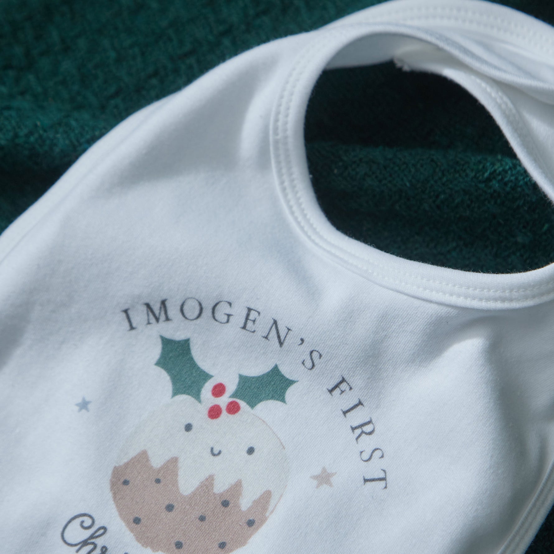 Personalised First Christmas Pudding Bib
