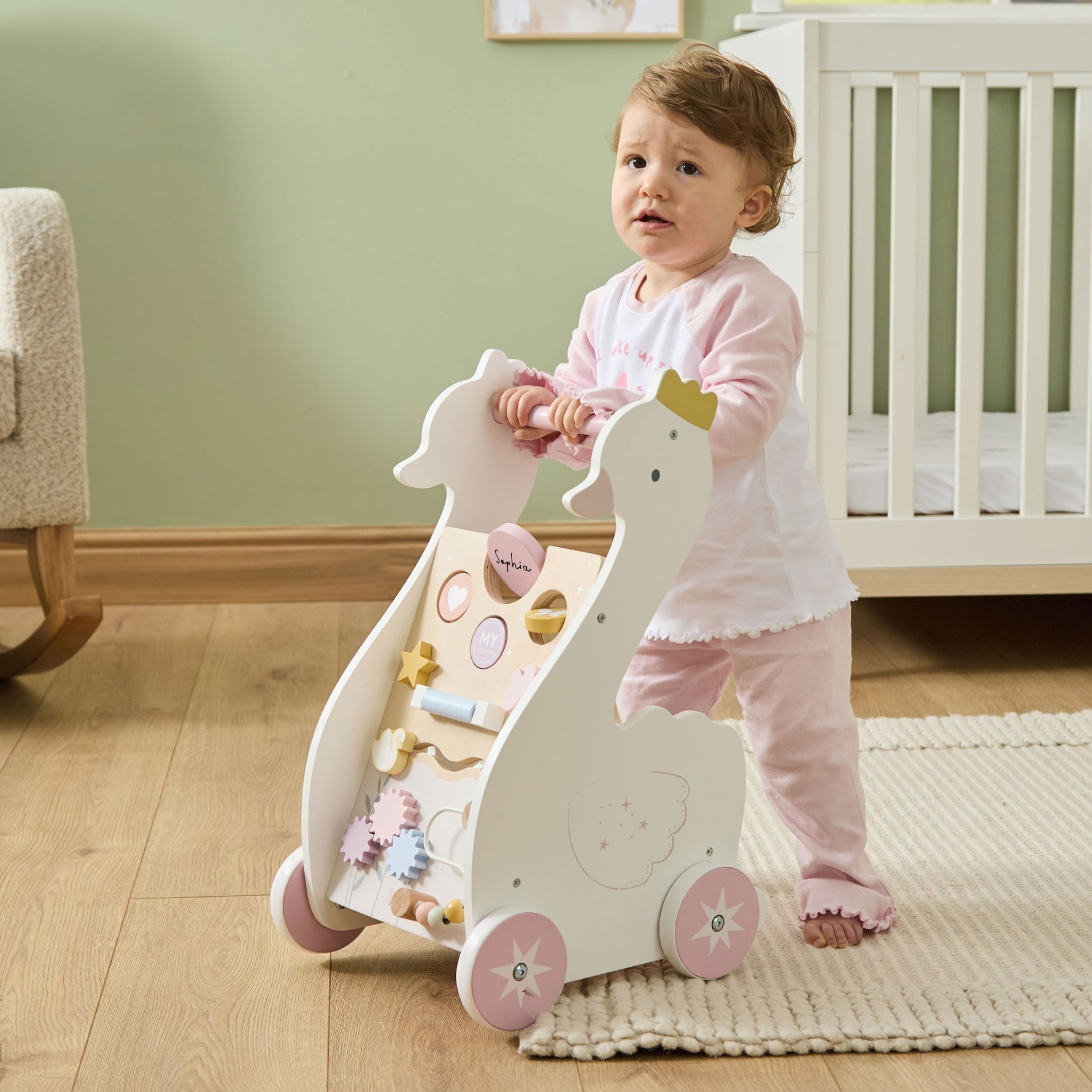 Personalised Wooden Swan Activity Walker FSC®
